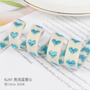 16mm*9m Heart Pattern Jacquard Cotton Ribbon For Clothing Accessories