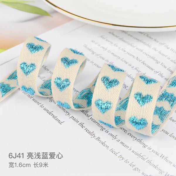 16mm*9m Heart Pattern Jacquard Cotton Ribbon For Clothing Accessories