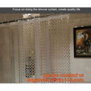TRANSPARENT CIRCLE LINES, TRANSPARENT , polyester shower curtain and matching