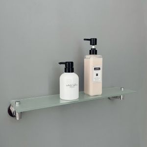 Rectangular Floating Glass Shelves Rustproof Wall Mounted Stainless Steel