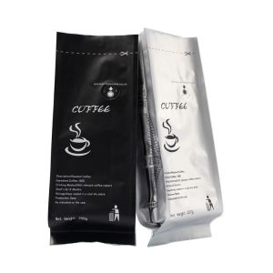 Custom printed aluminum foil flat bottom empty coffee bag with valve