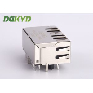 Right Angle 1 X 2 Port RJ45 Modular Jack With Internal Isolation Transformer