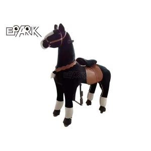 China 120W Kiddy Ride Machine Mechanical Rocking Horse Plush Toy On Wheels on sale