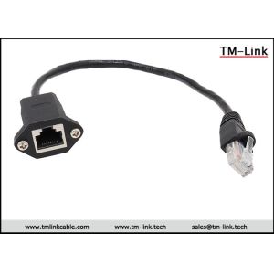 Panel mount shielded CAT5e RJ45 male to female extension Network Patch Cable