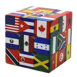 China Custom UV Printing Flat Rubik's Magic Puzzle Cube 3x3x3 National Flag For Chlidren 156g on sale