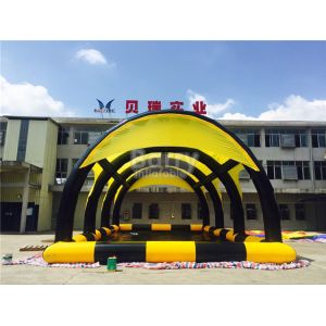 Customized Yellow PVC Tarpaulin Inflatable Tent With Pool , Inflatable Shelter