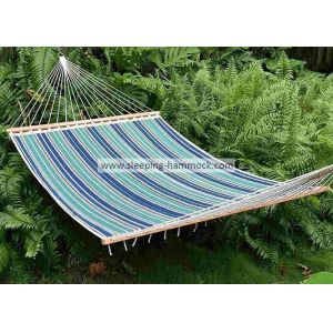 Cheap 13 Ft Foldable Sleeping Double Fabric Hammock With Spreader Bar Green Blue Strip for sale