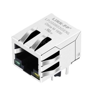 Cheap RJGE1FA08T109V1 Compatible LINK-PP LPJG0803GENL 100/1000 Base-T Tab Down Green/Yellow Led 1x1 Port Ethernet Jack RJ-45 Socket for sale