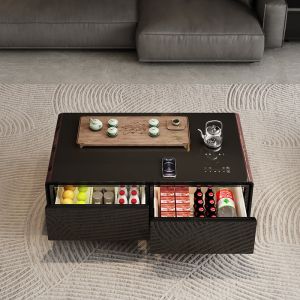 Smart Furniture 2 Drawers Touch Control Coffee Table with 135L Fridge and LED