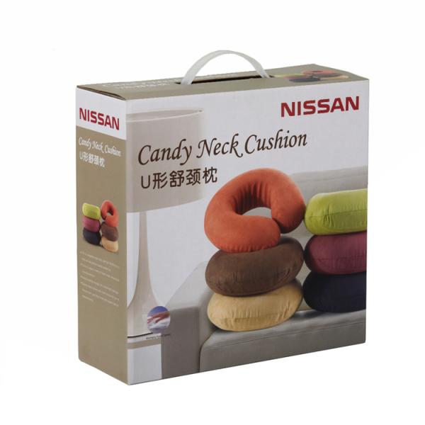 Corrugated Cardboard Boxes With Plastic Handle For U Shaped Neck Pillow Packing