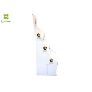White Floor Free Standing Cardboard Displays 3 Tier For Jewelry