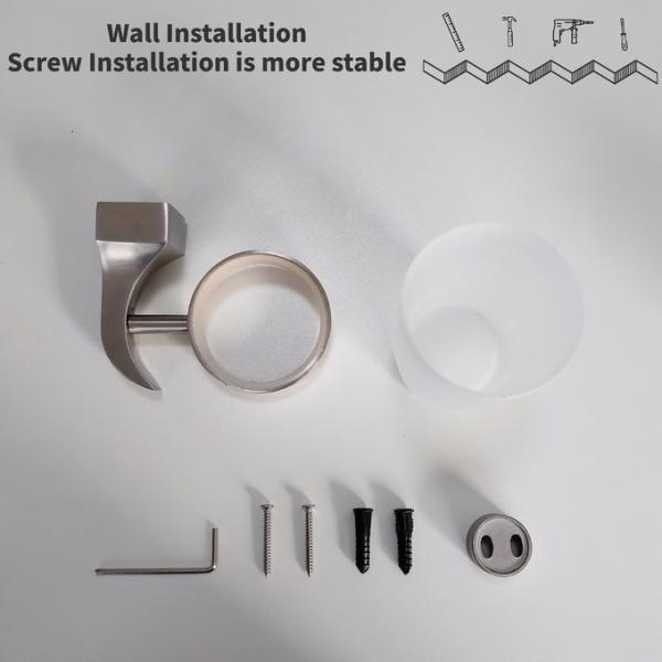 Europe Style Glass SS304 Single Toothbrush Cup Holder For Shower Room