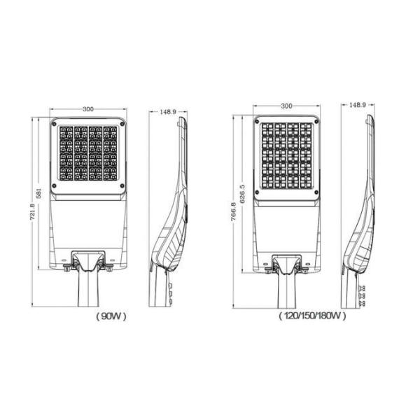 180W IP66 Led Outdoor Street Lights NICHIA LEDs IK10 10KV/20KV SPD 50/60Hz