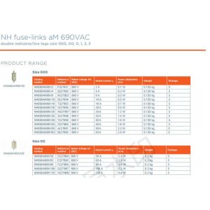NH fuse NH000AM69V40 - Z227860 NH000AM69V50 - A227861 NH000AM69V6 - R227853