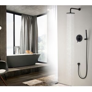 Nordic Black Concealed Shower Hot Cold Full Copper Shower Set