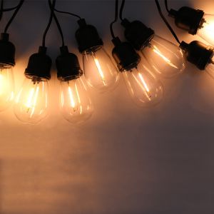 Vintage Bulb Patio Solar String Lights IP55 13.5m Length 3000K Warm White