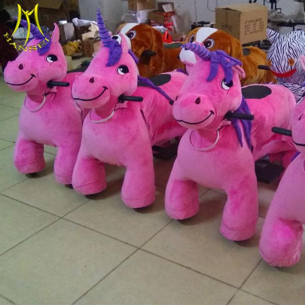 Quality Hansel kids birthday party games unicorn ride on animals battery stuffed animals plush toy wholesale