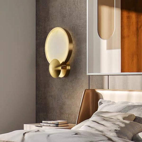 White marble led round and long and plating gold wall lamp for hotel