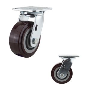OEM Dark Red Polyurethane Wheel 230kg 5 Inch Swivel Casters