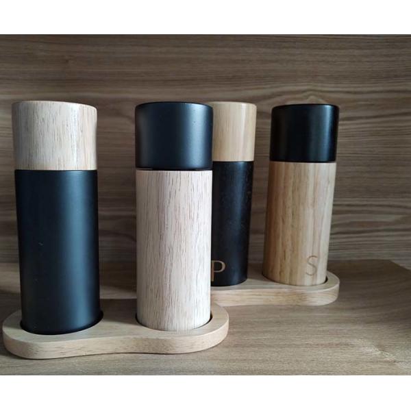 Quality Functional Salt & Pepper Wooden Grinder Adjustable Mill Ceramic Core Jar wholesale