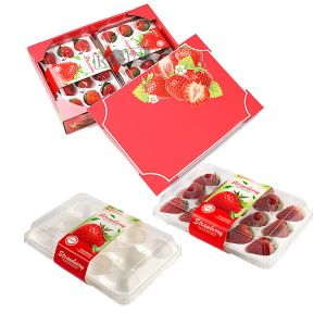 Strawberry Disposable Fruit Salad Containers Transparent PET With Inner Tray