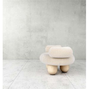 Fabric Leisure Chair White Fabric Soft Comfortable Imitation Wool Leisure Chair