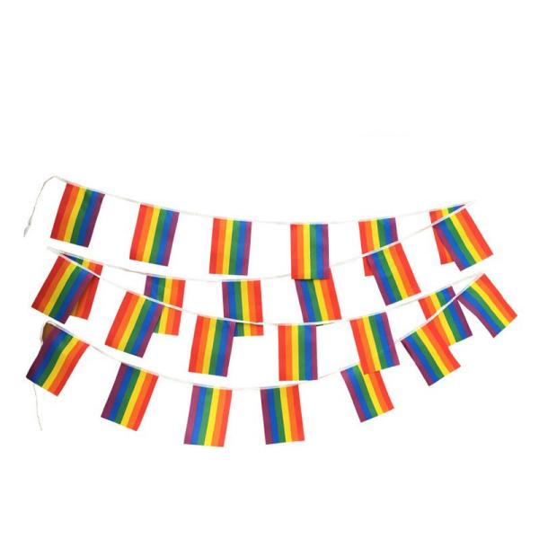 Decorative LGBT Flag Polyester Rainbow Pride Bunting Flying Style