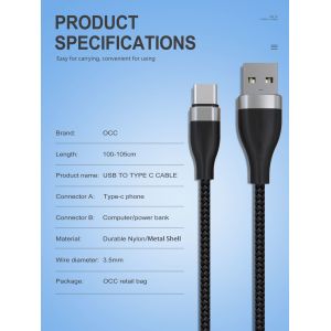Fast Charge 3A Nylon Braided OEM/ODM Usb Type C Cable 2.0 USB C for Huawei