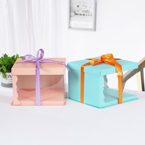 Quality Recycled Birthday Cake Gift Packaging Boxes With Transparent Window wholesale