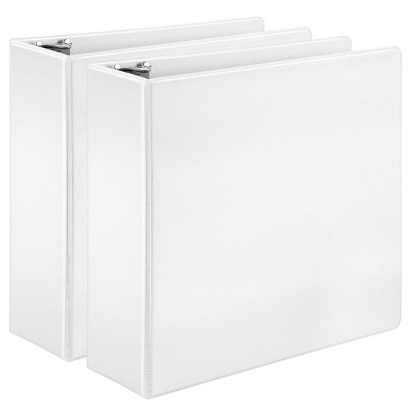 Stylish White File Folder Ring Binder with Durable Hinge and ONE Touch Open