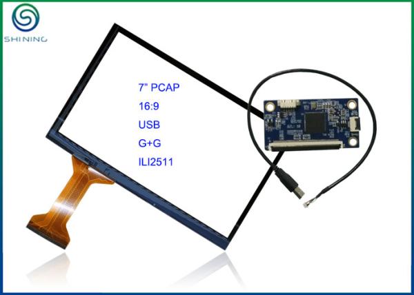 7 Inch 16:9 Projected Capacitive Touch Screen With USB Interface , COB Type