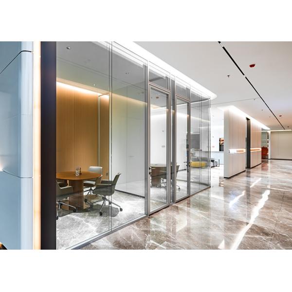 Acoustic Double Partition Within Commercial Aluminum Frame Glass Office