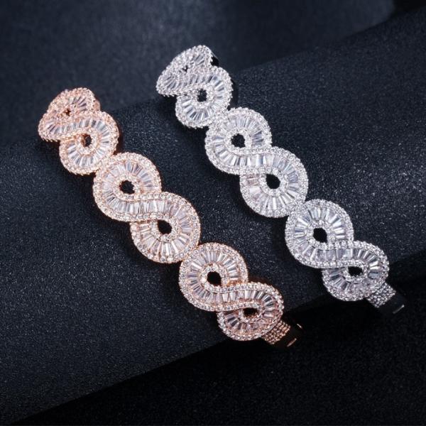 Fashion Bangle cuff Gold Filled AAAAA Cz stone Party Bracelets Bangles for women bridal Bracelet Jewelry