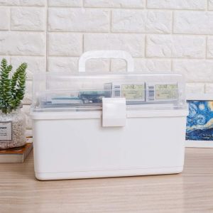 Box With 3-Tier Fold Tray,Tool Organizer Portable Handled Case,Portable Lockable