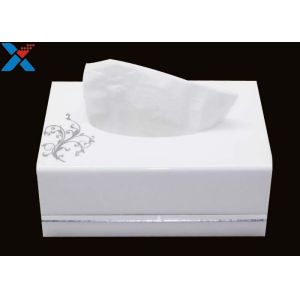 White Custom Acrylic Boxes , Acrylic Tissue Box For Office / Home ROHS