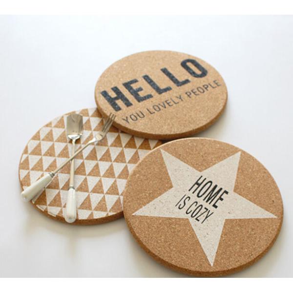 Quality Popular Cork Coaster with silkscreen printed logo, customized size is available wholesale