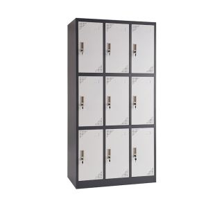 Office 9 Doors Hygienic Metal Lockers With Handle Lock Knock Down Structure