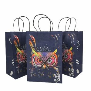 Kraft Paper Flat Bottom Shopping Bag CBD Flower Packaging With Ring Handle