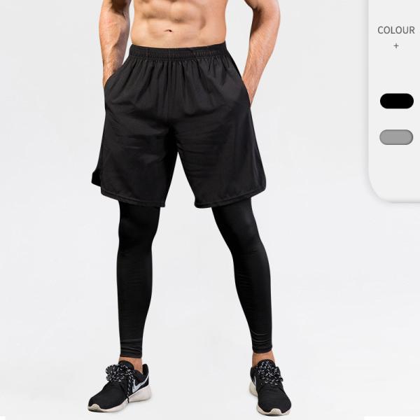 Quality Double Layer Quick Dry Mens Activewear Bottoms With Inside Breathable Tights wholesale