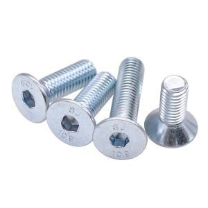 Handan Fastener Direct White Blue Zinc Plated DIN7991 CSK Flat Head Hex Socket
