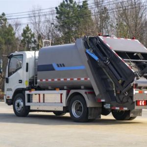 Pure Electric Sanitation Cleaning Truck 8000L Rear Loader Compactor Trash Can