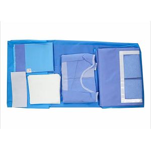 China Laparoscopy Procedure Pack SMS Fabric Sterile Green Surgical Pack Essential Lamination Patient Disposable Surgical Pack on sale