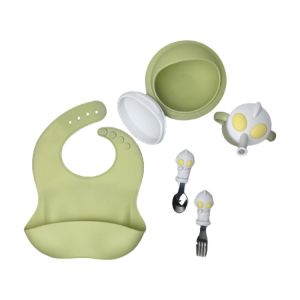 Customized Silicone Baby Feeding Set Food Grade Bib And Bowl Set With Spoon