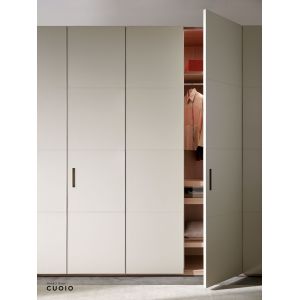 Customized White Modern Wardrobe with Leather Door Penals