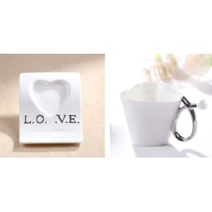 China cute ceramic coffee mug with plate on sale