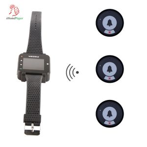 Customize alphanumeric wireless wrist watch pager and call bell button for guest