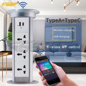 Retractable Recessed Kitchen Pop Up Sockets Aluminum Alloy
