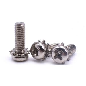Stainless Steel Cross Recessed Pan Head Screw With External Tooth Lock Washer