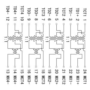 LP5004NLE Gigabit Magnetics Transformer 1 Port Surface Mounting