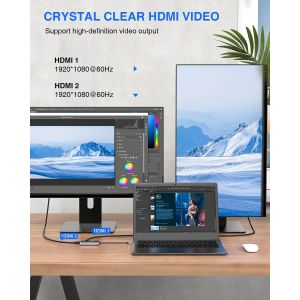 4 In 1 Usb C Adapter Dual Hdmi To USB3.0 Thunder Ports